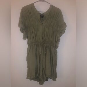 GGO Olive Green Ruffled Romper